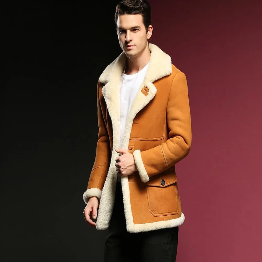 Men's B3 Shearling Jacket - Long Style Fur Coat – Leather Loom