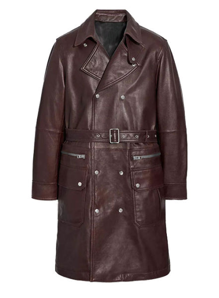 BELTED LEATHER TRENCH COAT