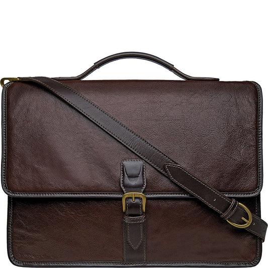 Harrison Buffalo Leather Laptop Briefcase - Leather Loom