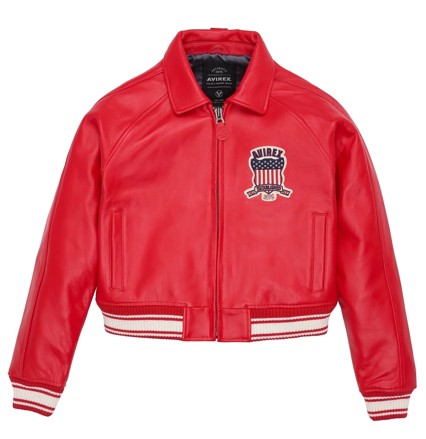 Avirex Cropped Red Bomber Jacket