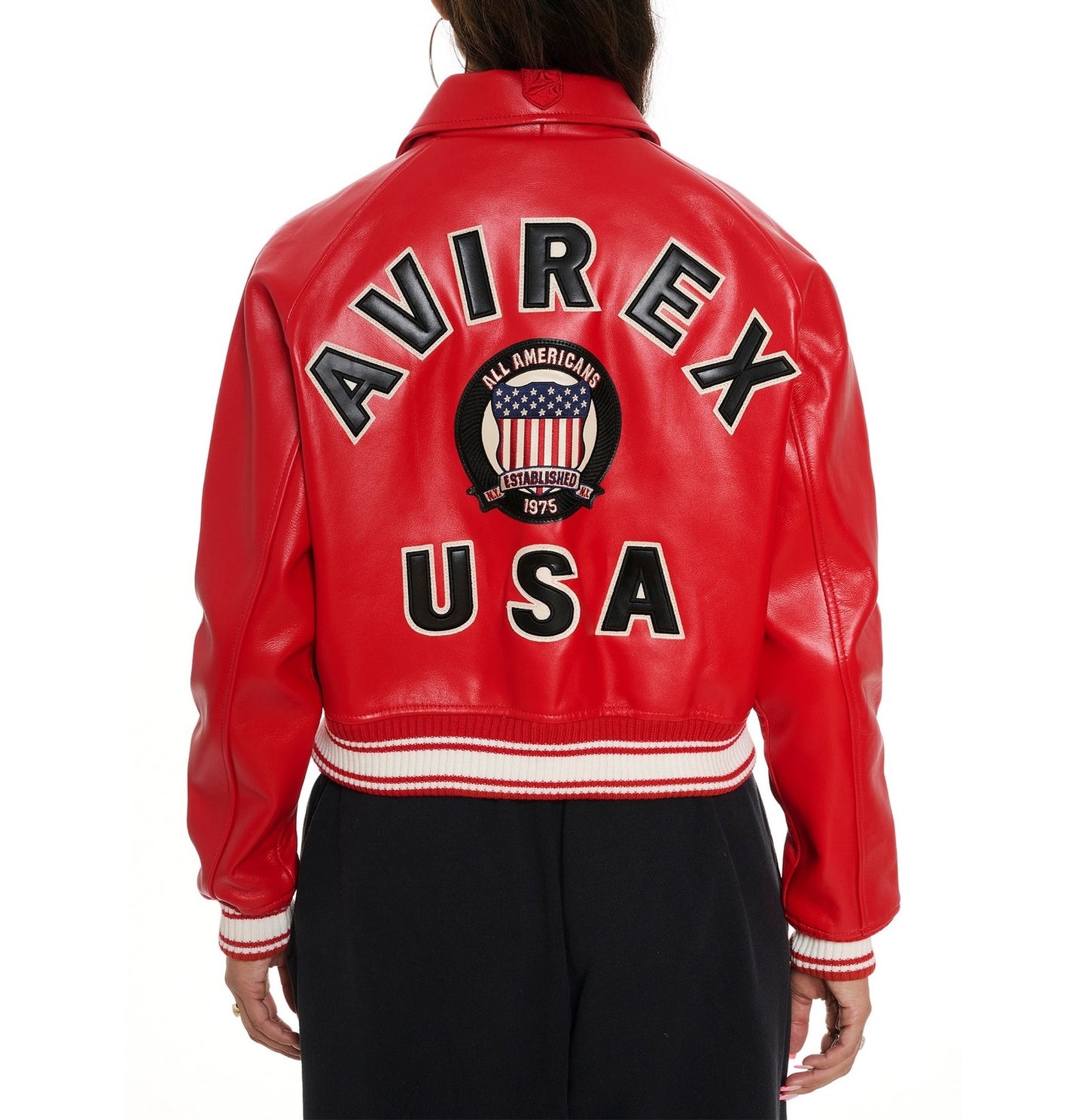 Avirex Cropped Red Bomber Jacket