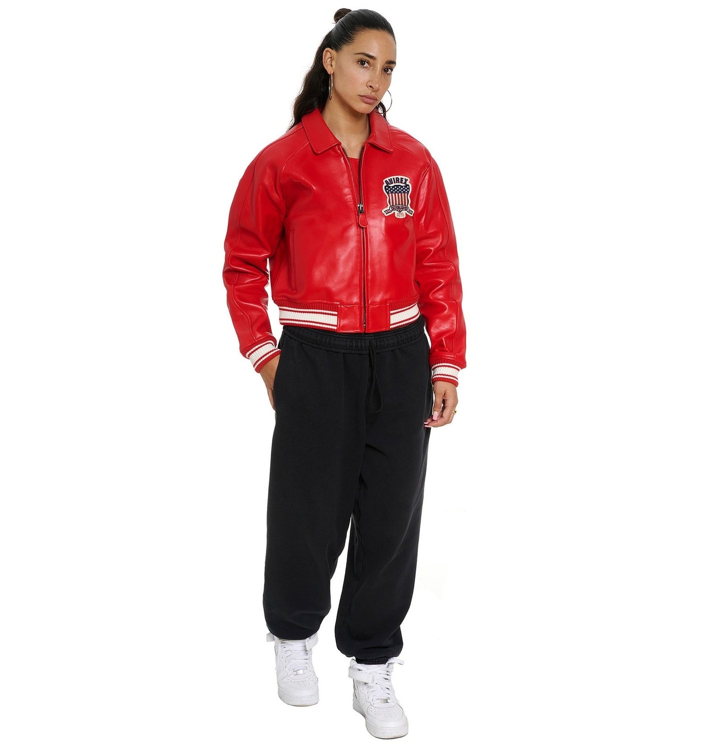 Avirex Cropped Red Bomber Jacket