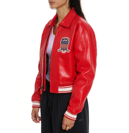 Avirex Cropped Red Bomber Jacket