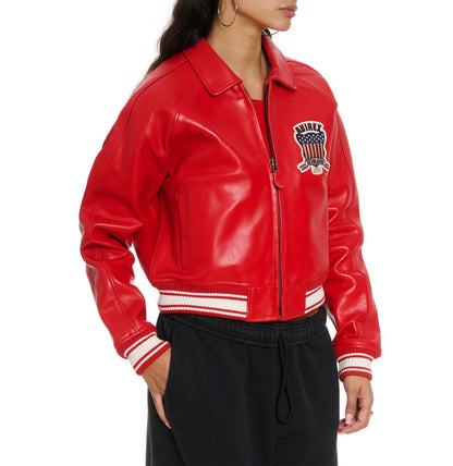 Avirex Cropped Red Bomber Jacket