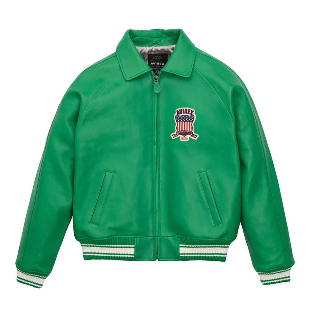 Avirex Icon Green Bomber Leather Jacket