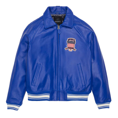 Cobalt Avirex Leather Icon bomber Jacket - Leather Loom