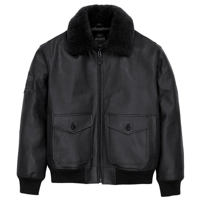 Men Black G-1 Bomber Avirex Leather Jacket - Leather Loom