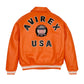 Orange Letterman Leather Bomber Avirex Icon Jacket - Leather Loom