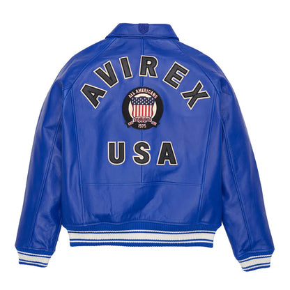 Cobalt Avirex Leather Icon bomber Jacket - Leather Loom