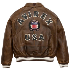 Avirex Vintage Icon Jacket In Brown Color - Leather Loom