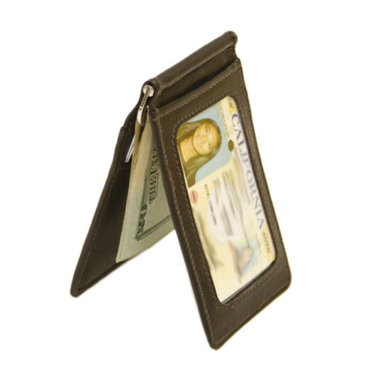 Bi-Fold Money Clip w/ID Window - Leather Loom