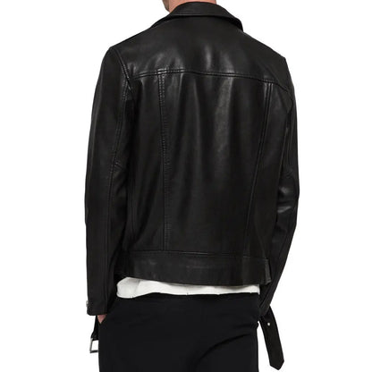 Slim Fit Leather Biker Jacket For Men - Leather Loom