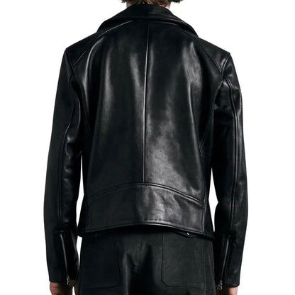 Black Leather Biker Motorcycle Jacket For Men - Leather Loom