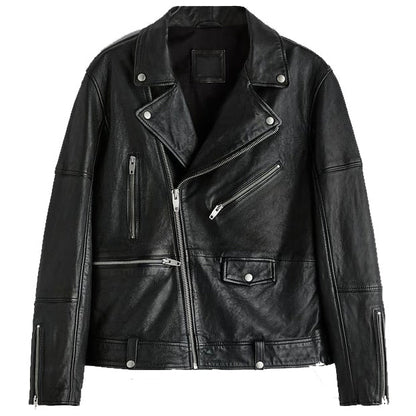 Black Leather Biker Motorcycle Jacket For Men - Leather Loom