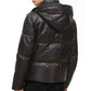 Black Leather Hooded Puffer Jacket - Leather Loom