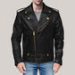 Mens Classic Black Brando Leather Jacket - Leather Loom