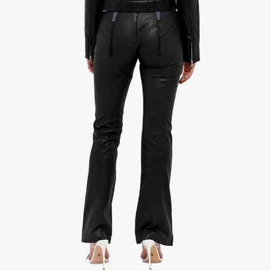 Black Leather Pant For Women with Front Laces - Leather Loom
