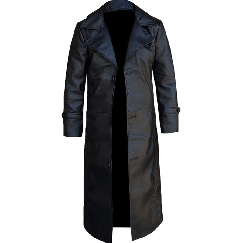 Black Leather Trench Coat Mens - Leather Loom