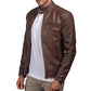 Men’s Brown Cafe Racer Leather Biker Jacket - Leather Loom