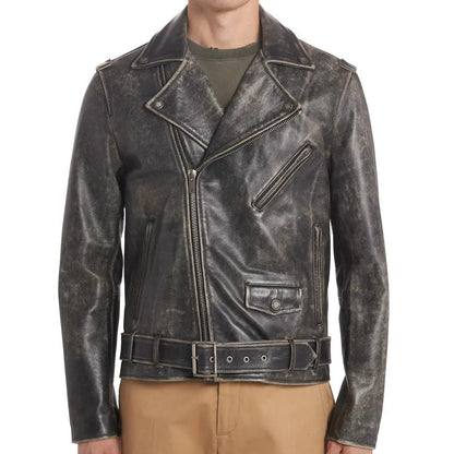 Distressed Leather Moto Jacket For Men - Leather Loom