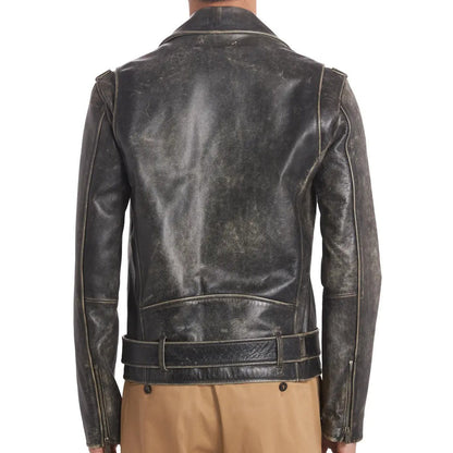 Distressed Leather Moto Jacket For Men - Leather Loom