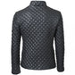 Mens Black Leather Puffer Jacket With Diamond Quilted - Leather Loom