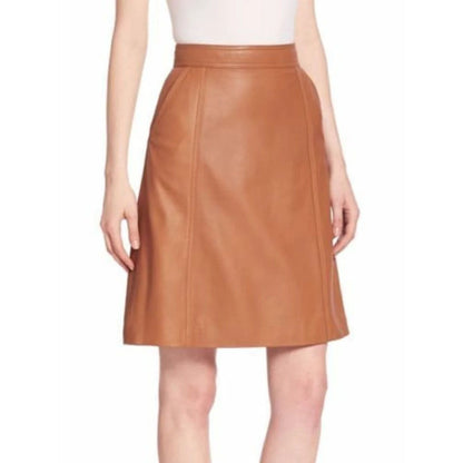 Womens Leather Skirt in Tan - Leather Loom