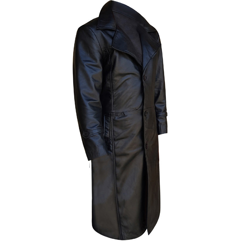 Black Leather Trench Coat Mens - Leather Loom