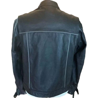 Harley Davidson Black and Orange Leather Jacket - Leather Loom