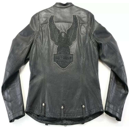 Harley Davidson Shadow City Eagle Leather Jacket - Leather Loom