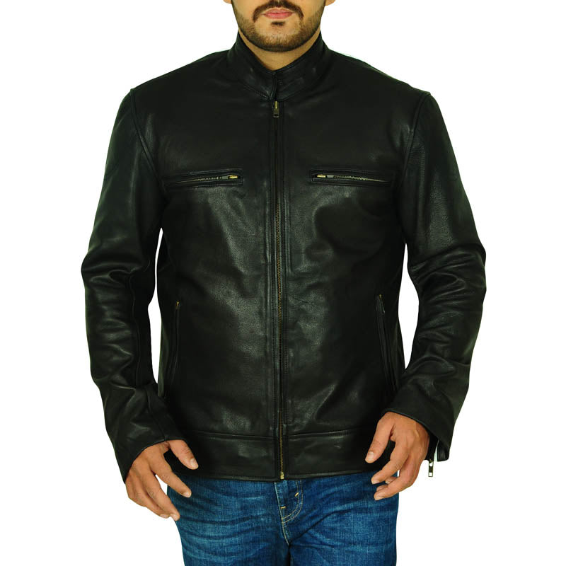 Mens Versatile Black Biker Leather Jacket - Leather Loom