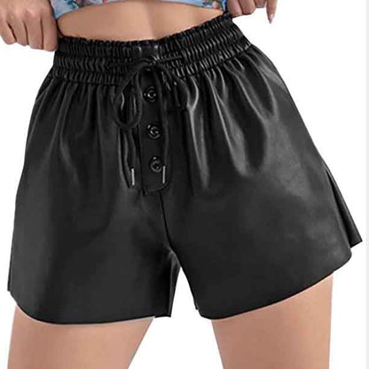 High Waisted Black Leather Shorts for Women - Leather Loom