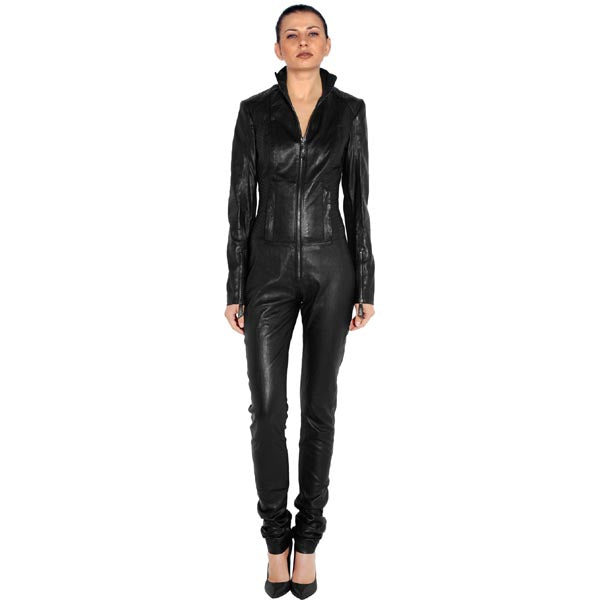 TOSHIKII Black/Brown Leather Jumpsuit for Women Faux Leather Rompers with  Belt Women's Leather Clubwear Playsuit : : Fashion