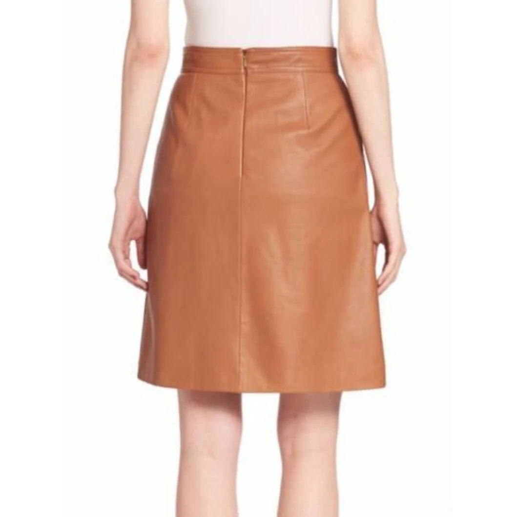 Womens Leather Skirt in Tan - Leather Loom