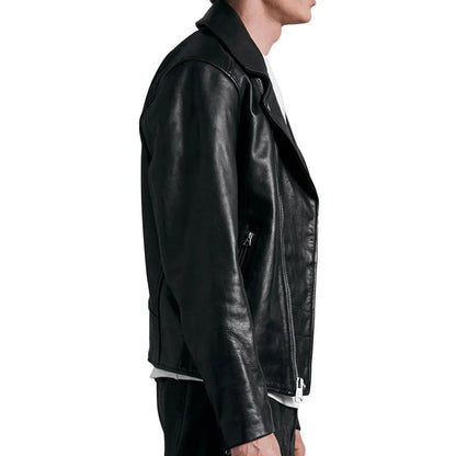 Black Leather Biker Motorcycle Jacket For Men - Leather Loom