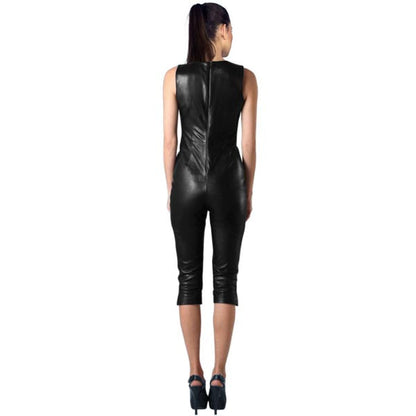 Large V Neckline Jumpsuit Styled For Women - Leather Loom