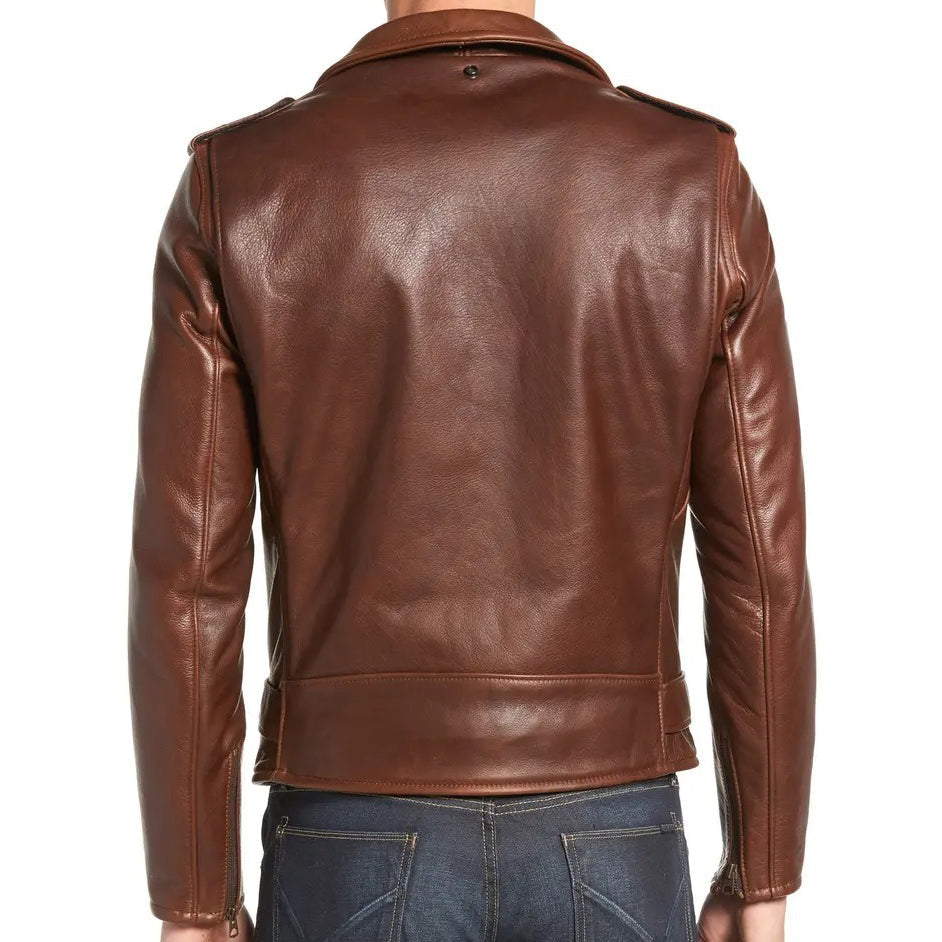 Mens Cowhide Genuine Leather Moto Jacket - Leather Loom