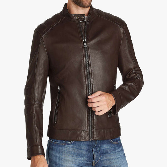 Chocolate Brown Biker Jacket For Men - Leather Loom