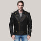 Mens Classic Black Brando Leather Jacket - Leather Loom