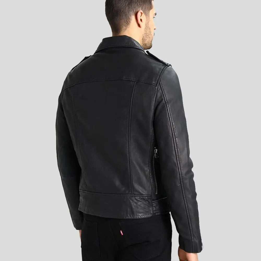 Men's Lupe Black Removable Hooded Leather Jacket - Leather Loom