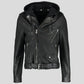 Men's Lupe Black Removable Hooded Leather Jacket - Leather Loom