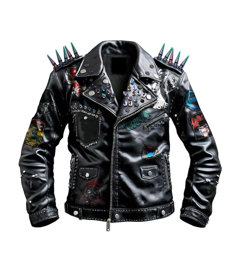 Men's Studded Leather Jacket1a