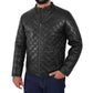 Mens Black Quilted Leather Puffer Jacket - Leather Loom