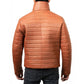 Mens Brown Leather Puffer Jacket - Leather Loom