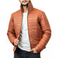 Mens Brown Leather Puffer Jacket - Leather Loom