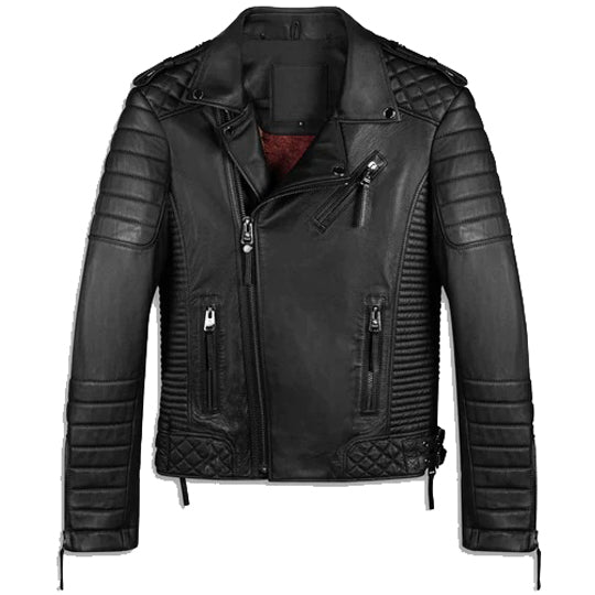 Men's Distressed Leather Biker Jacket - Leather Loom