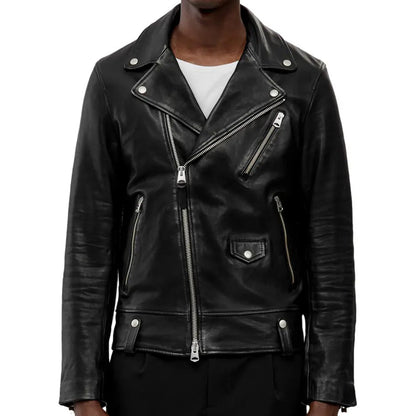 Mens Genuine Leather Moto Racer Jacket - Leather Loom