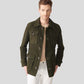 Mens Green Suede Leather Trucker Coat - Leather Loom