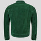Mens Green Trucker Style Suede Leather Jacket - Leather Loom