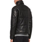 Mens Jet Black Leather Puffer Jacket - Leather Loom